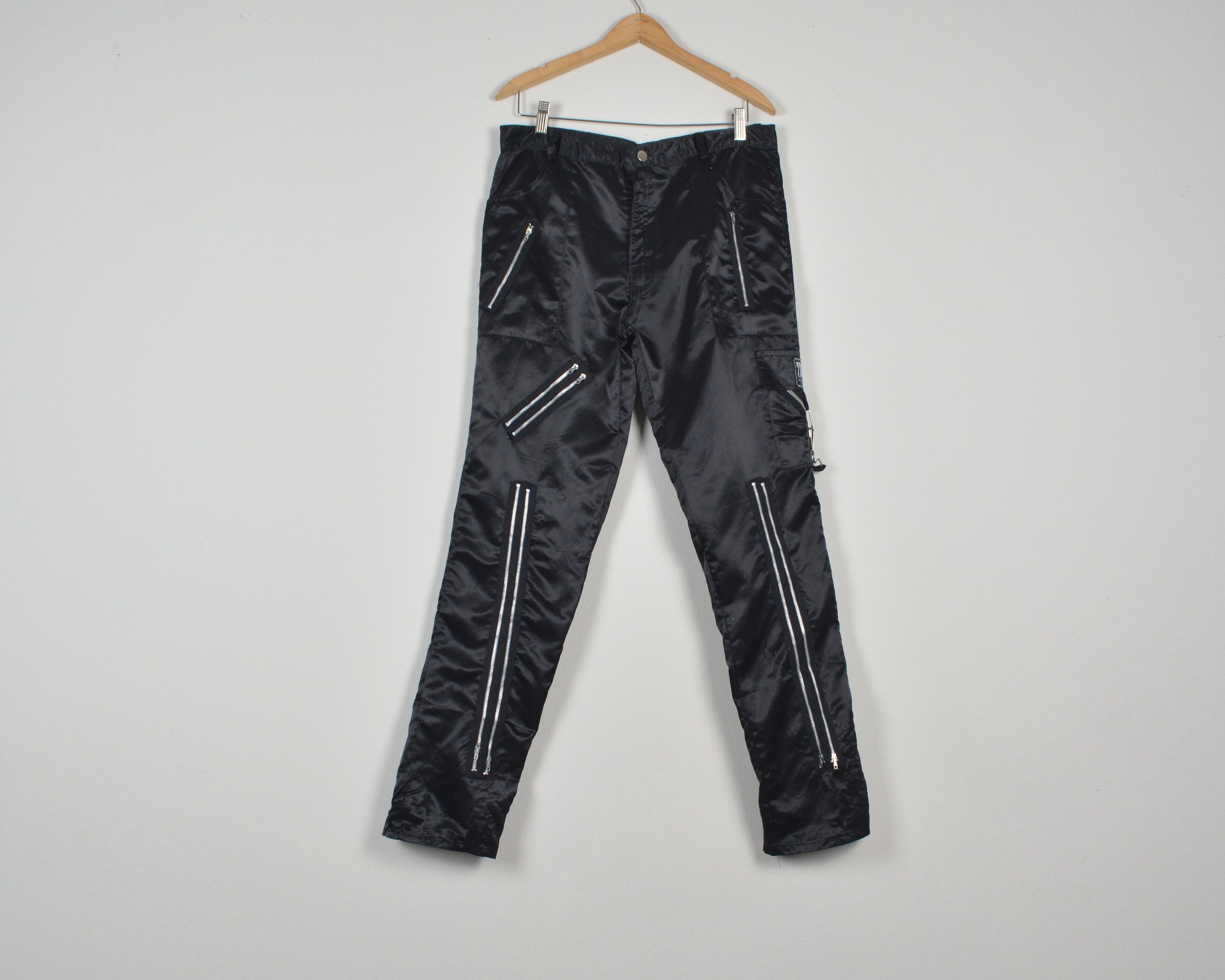 Buy Tiger of London Vintage Black Satin Zipper Bondage Pants