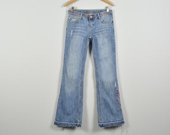 2000s Low Rise Flare Embellished Jeans