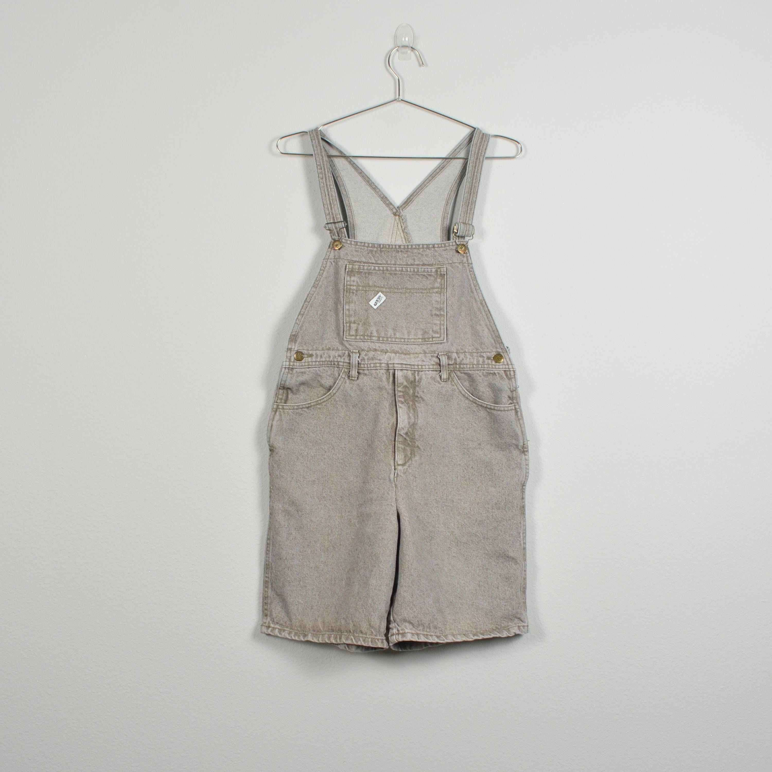 guess taupe vintage denim shorts overalls