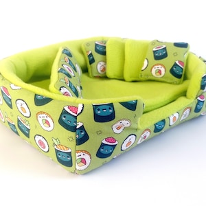 ready to ship hedgehog bed guinea pig sofa pet fleece bedding with absorbent pee pad and pillows sushi