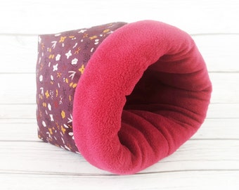 XXL hedgehog snuggle sack, guinea pig sleeping bag, sugar glider pouch, bonding bag, sleep sack, large cuddle sack (autumn love/berry)