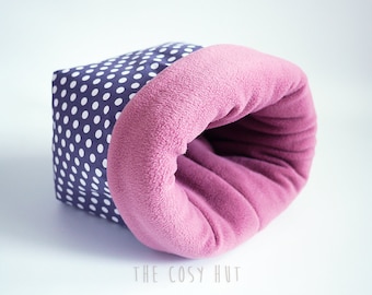 XXL hedgehog snuggle sack, guinea pig sleeping bag, sugar glider pouch, bonding bag, guinea pig bed, pet cuddle sack (points on grey/mauve)