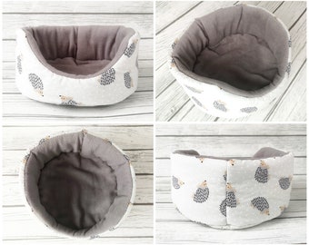 guinea pig bed hedgehog fleece cuddle cup cozy pet bed sofa absorbent pee pad grey