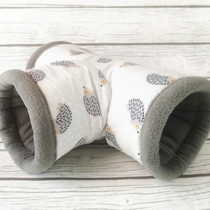 guinea pig tunnel hedgehog cosy fleece tube bed small pet cage supplies grey