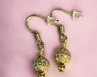 Golden & Crystal Dangle Earrings