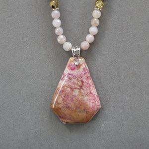 Beautiful Rare Natural Chrysanthemum Fossil Coral Pendant Stone Necklace with Agate Beads