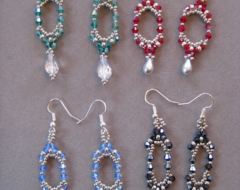 Bicone and Seed Beaded Earrings-Choose your color