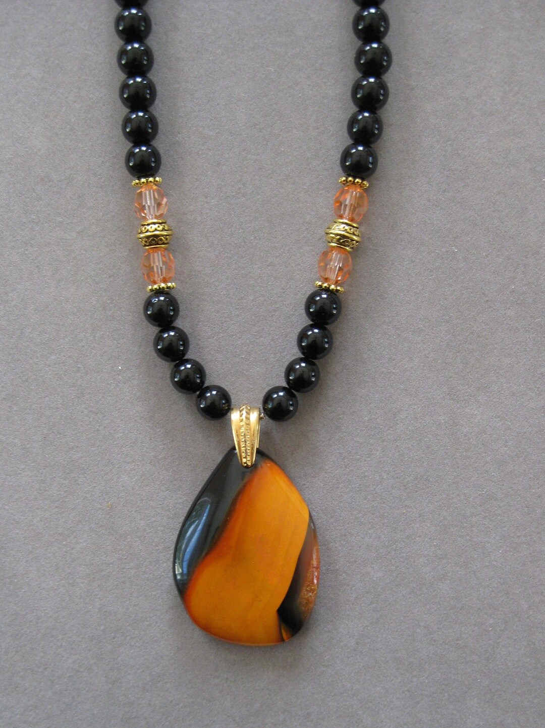 Lovely Fire Agate Pendant Necklace With Agate Beads - Etsy