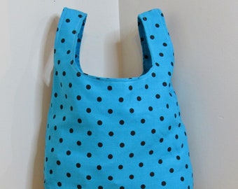 Adorable Blue Polka Dot Reusable Grocery Bag | Eco-Friendly Library Bag | Machine Washable!