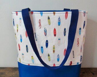 Delightful Blue Surf Board Library Tote Bag | FREE SHIPPING!