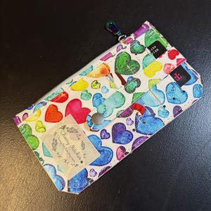 Rainbow Hearts Zipper Wallet – Handmade Colorful Cash Coin Pouch & Card Holder | Gift for Her