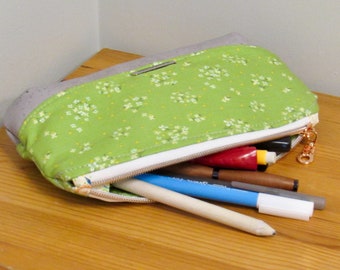 Cute Green Floral Handmade Cotton and Cork Wristlet *No Strap* | Wrist Wallet | FREE SHIPPING!