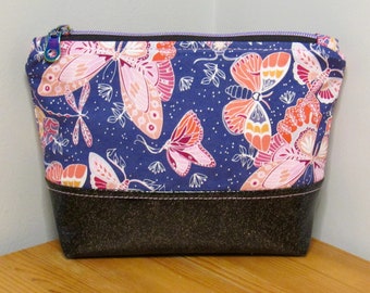 Pochettes à projets de taille moyenne | Sac à glissière | Trousse de maquillage papillon scintillant