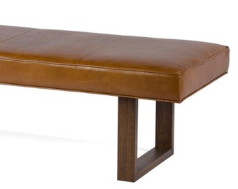 Brown Sugar Genuine Leather Upholstered Dining Bench, Ottoman, Coffee Table