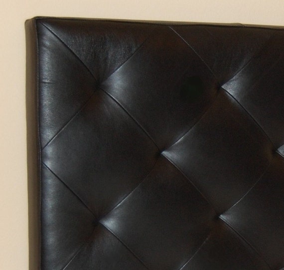 Black leather tufted headboard outlet