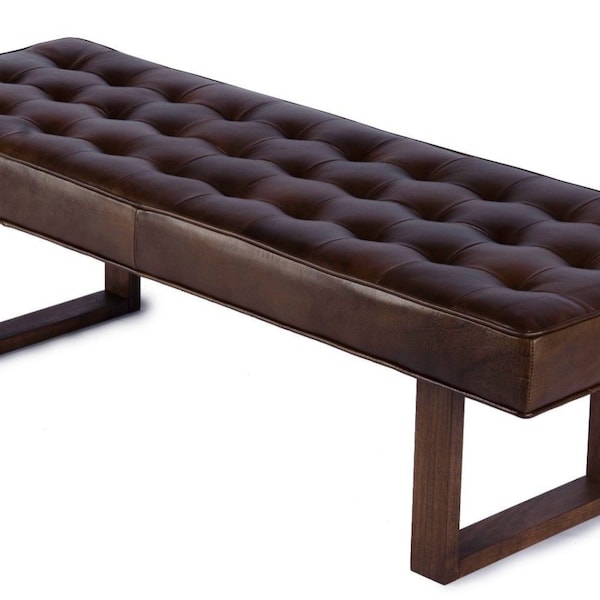 Retro - Modern Genuine Leather Dining Bench, Ottoman, Coffee Table