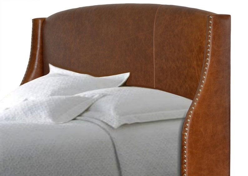 King Size Wing Headboard For Bed W Nail Heads In Genuine Image 0