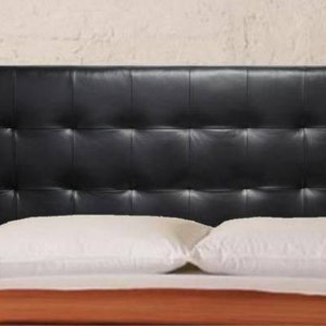 Wall Mounted King size Headboard, Upholstered in Black Genuine Leather