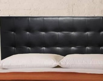 Wall Mounted King size Headboard, Upholstered in Black Genuine Leather