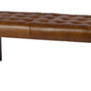 Retro Modern Genuine Leather Dining Bench, Ottoman, Coffee Table image 2