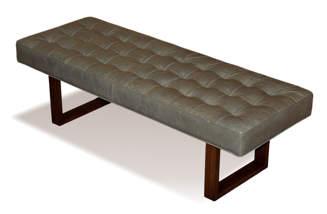 Retro Modern Genuine Leather Bench Ottoman Coffee Table Etsy