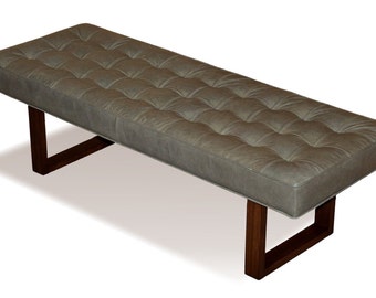 Retro - Modern Genuine Leather Dining Bench, Ottoman, Coffee Table