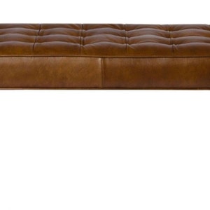 Retro Modern Genuine Leather Dining Bench, Ottoman, Coffee Table image 3