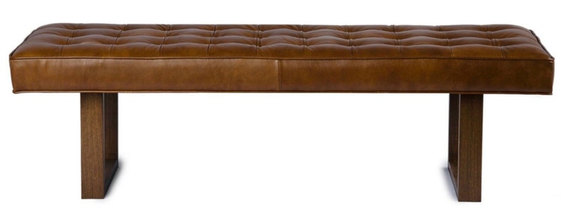 Retro Modern Genuine Leather Dining Bench, Ottoman, Coffee Table image 3