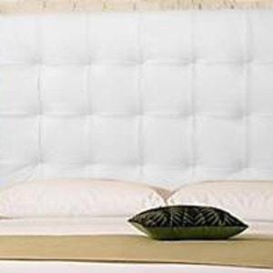 Wall Mounted King size Extra-Tall Headboard, Upholstered in White Genuine Leather