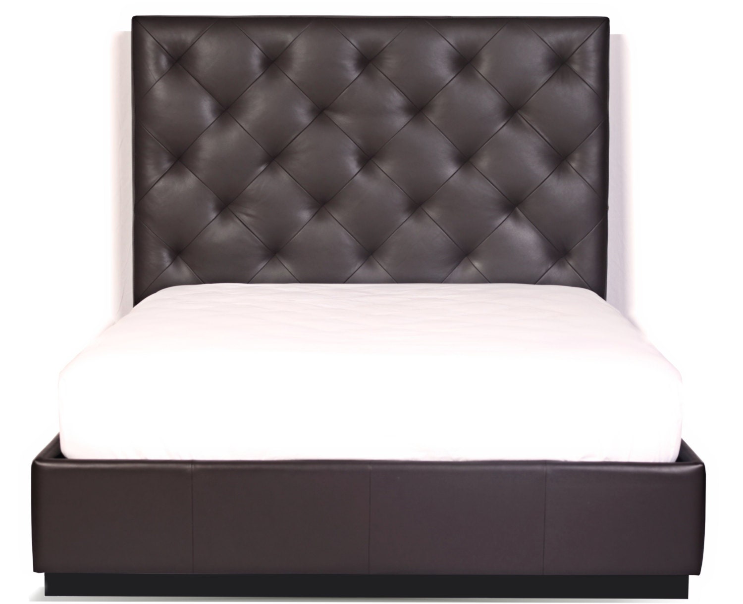 Queen Size Gas Lift Storage Bed With Diamond Tufting Genuine Leather