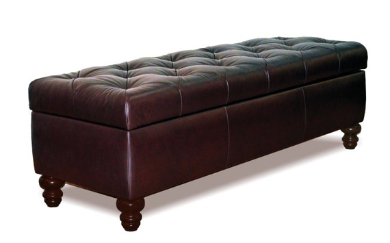 King Size Chesterfield Storage Bench Button Tufted Ottoman in Espresso Genuine Leather Etsy UK