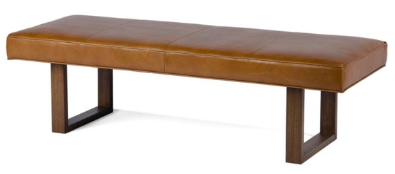 Brown Sugar Genuine Leather Upholstered Bench Ottoman Coffee Etsy