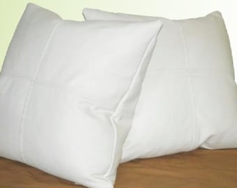 Square Genuine Leather Accent, Throw Pillows - SET OF 2 - Choice of 18", 20" or 22"