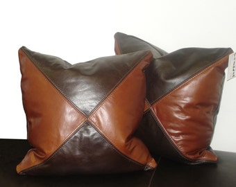 Genuine Leather Accent Pillows, Throw pillow 18"X18" - SET OF 2