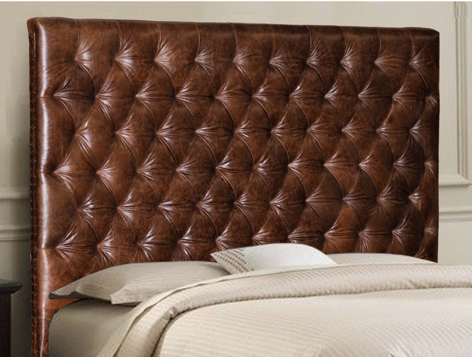 King Size Chesterfield Headboard W Deep Buttonless Diamond