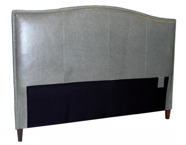 King Size Genuine Leather Headboard In Storm Cloud Grey Gallery Photo