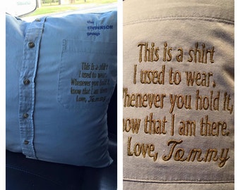 Memory Pillow made from loved ones shirt