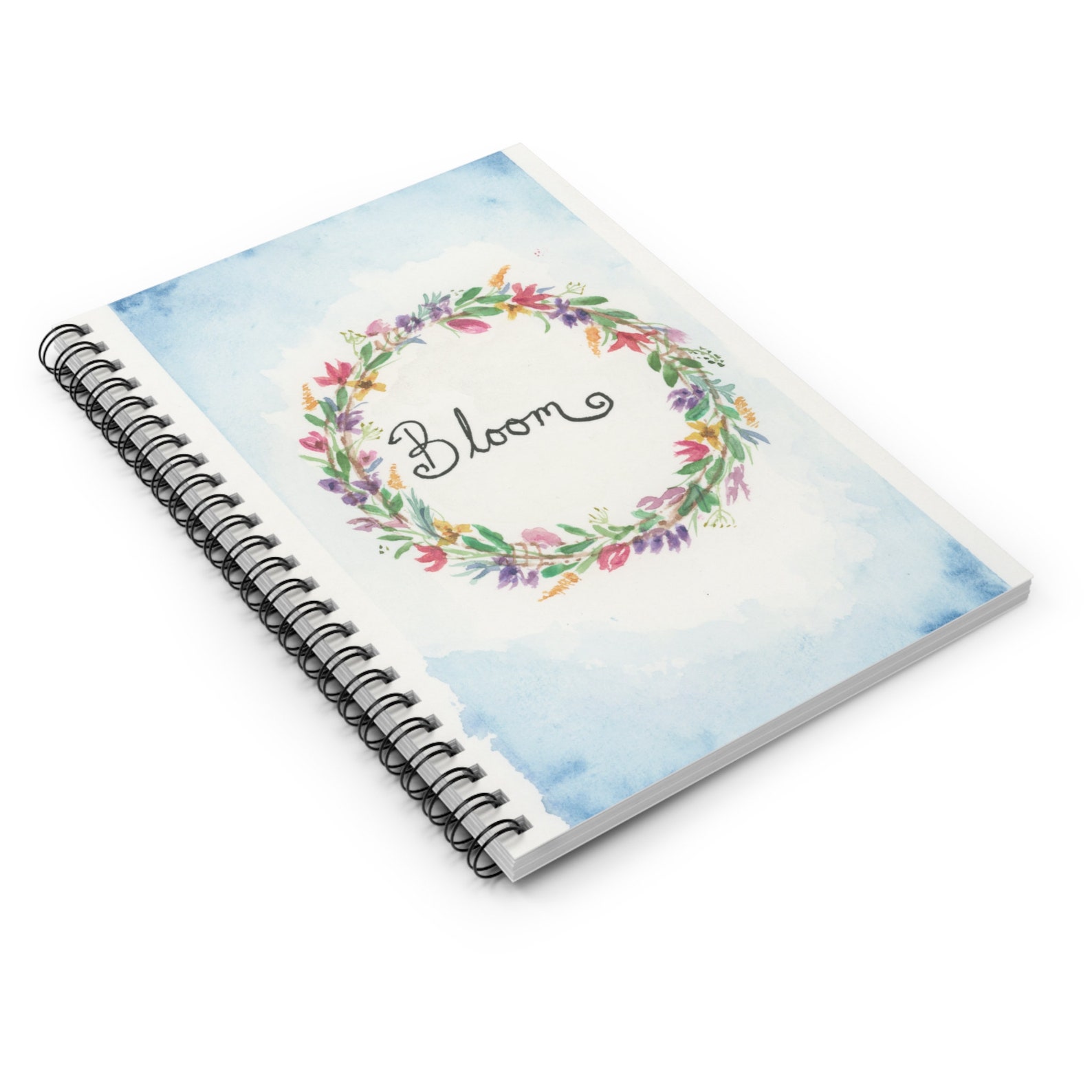 Watercolor Floral Wreath Spiral Notebook - Ruled Line - Etsy