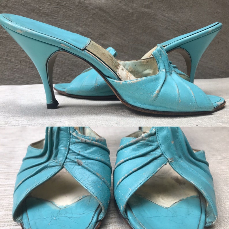 VTG 50s 60s peep toe spring-o-lator high heel mule shoes | Etsy