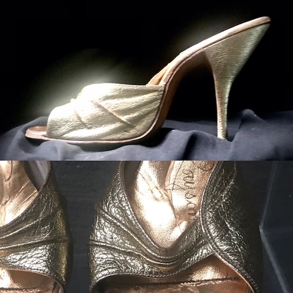 Springolator VTG 50s gold leather high heel mule p