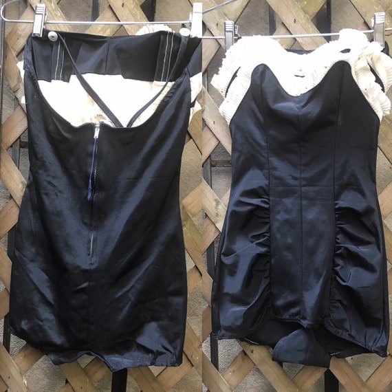 Vtg 50s Swimsuit deadstock Pinup Burlesque Black … - image 4
