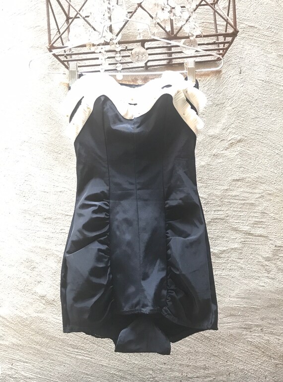 Vtg 50s Swimsuit deadstock Pinup Burlesque Black … - image 9