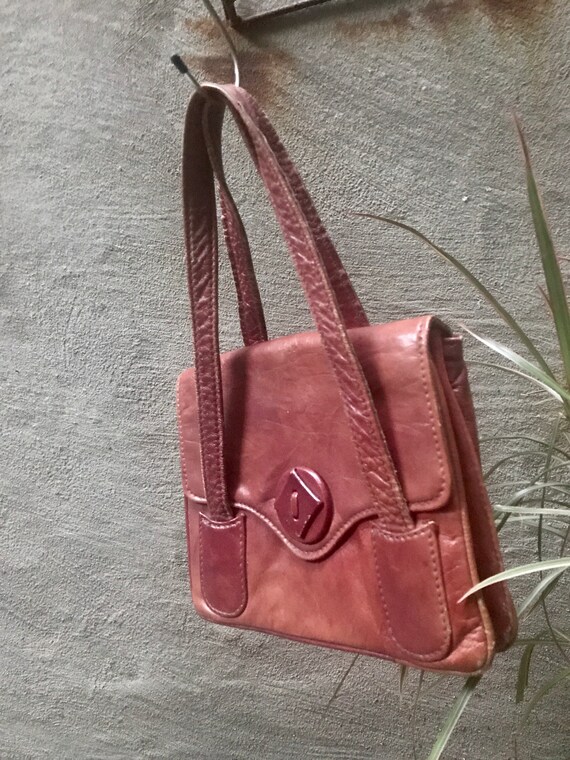 Vintage 70s / 40s cognac burgundy leather gorgeou… - image 3