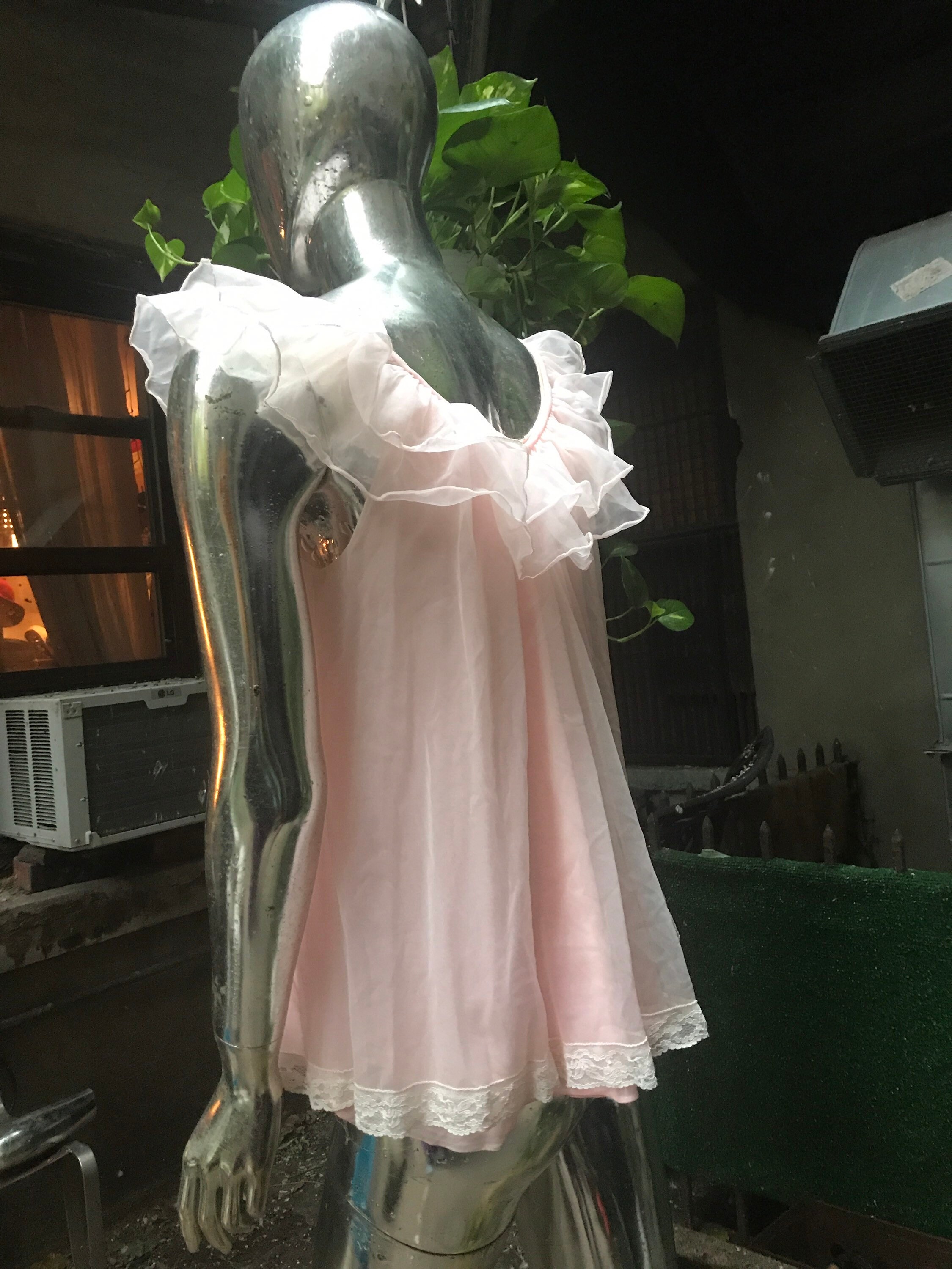 60s vintage sexy baby doll dress froufrou nighty pink pinup Etsy