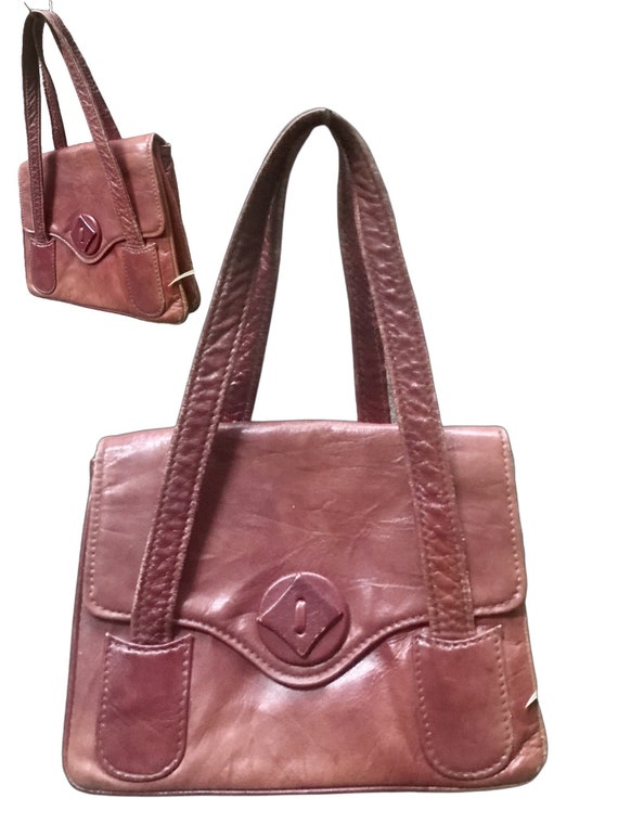 Vintage 70s / 40s cognac burgundy leather gorgeou… - image 1