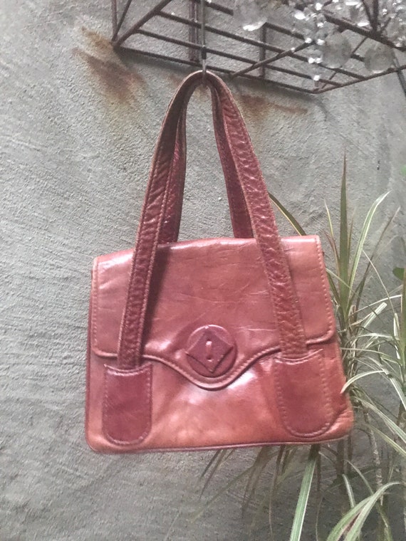 Vintage 70s / 40s cognac burgundy leather gorgeou… - image 7