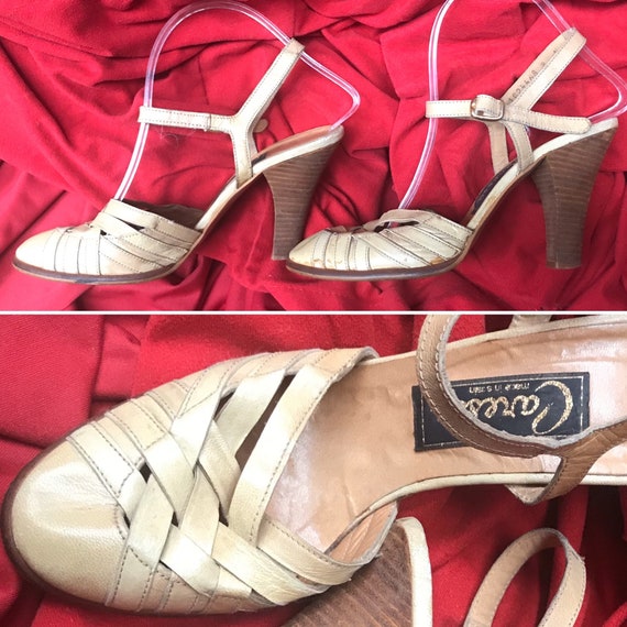 VTG 70s does 30s Natural leather stacked wood “Car