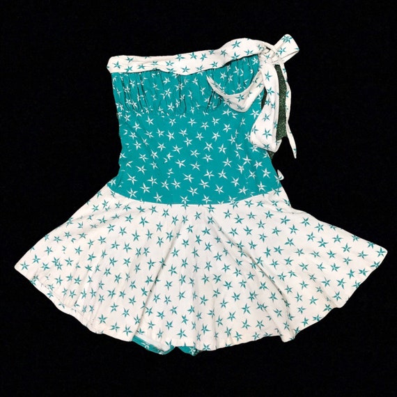 VTG 50s cotton playsuit dress skort onesie swimsui