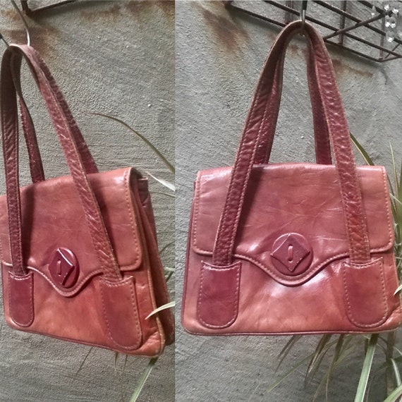 Vintage 70s / 40s cognac burgundy leather gorgeou… - image 8