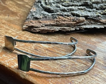 Sterling long rectangle Artisan Hoops